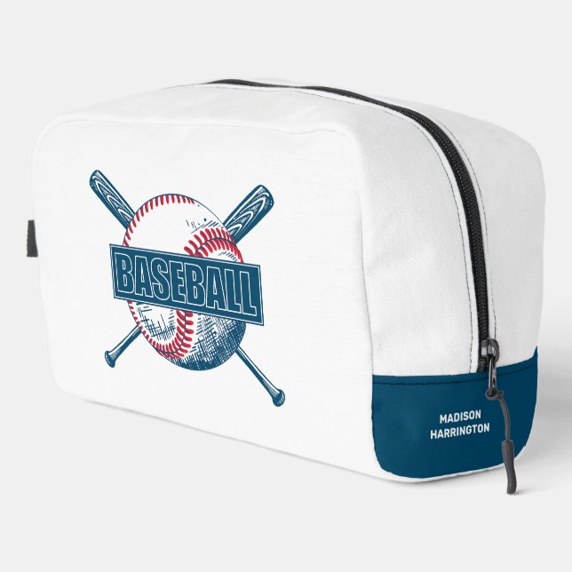 Individuelle Name Baseball Waschbeutel (Rechte Ecke)