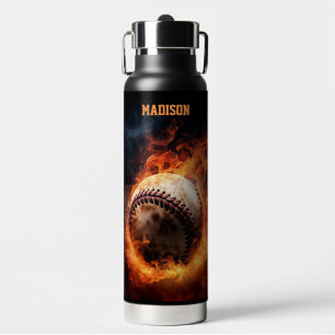 Individuelle Name Baseball zu Feuer Trinkflasche