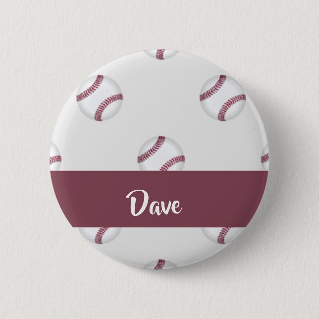 Individuelle Name-Baseballgraumuster Button (Vorderseite)