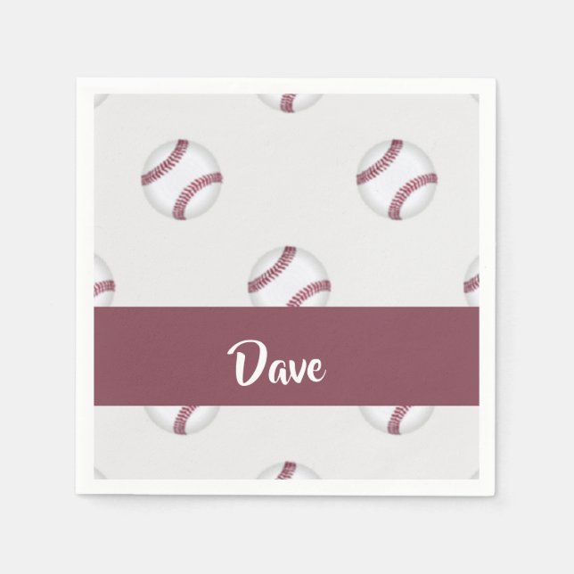 Individuelle Name-Baseballgraumuster Serviette (Vorderseite)