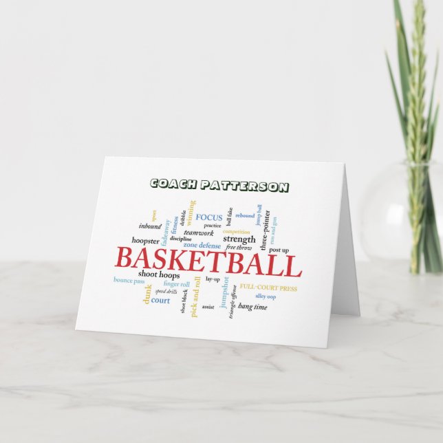 Individuelle Name Basketball Coach Vielen Dank in  Dankeskarte (Vorderseite)