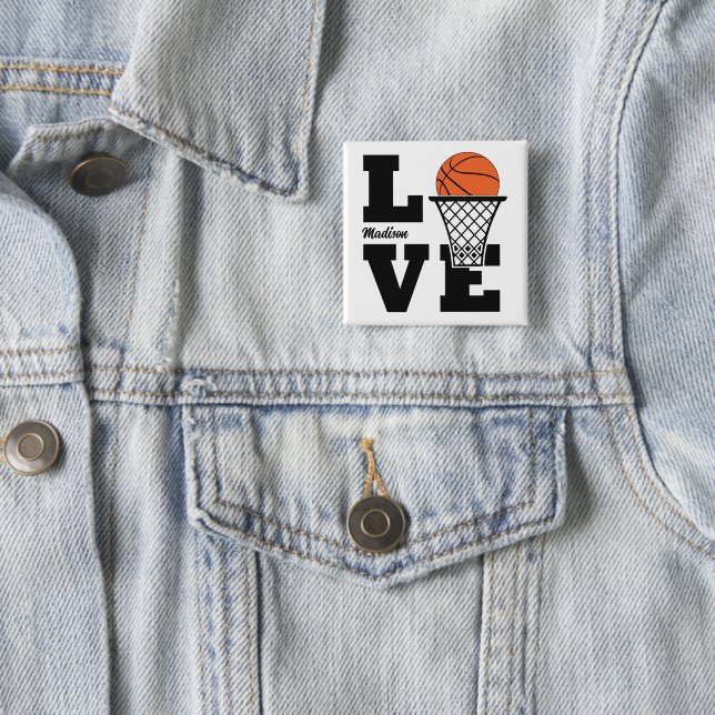 Individuelle Name Basketball Liebe Button (Beispiel)
