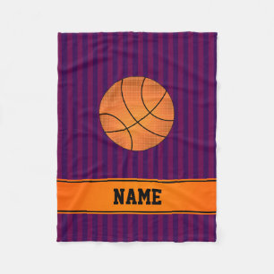 Individuelle Name Basketball lila Streifen Fleecedecke