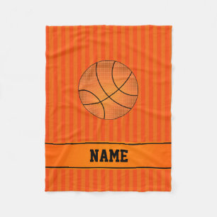 Individuelle Name Basketball-Orangenstreifen Fleecedecke