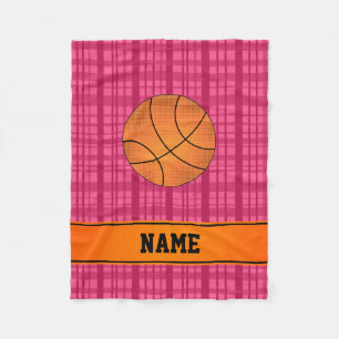 Individuelle Name Basketball rosa kariert Fleecedecke