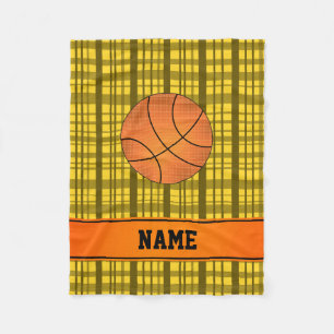 Individuelle Name Basketballgelb kariert Fleecedecke