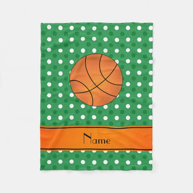 Individuelle Name Basketballgrün, weiße Punkte Fleecedecke (Vorderseite)