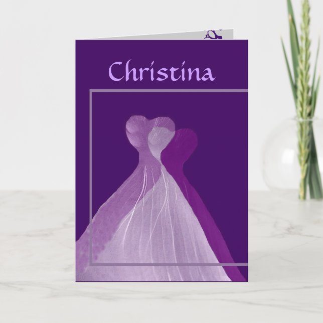 INDIVIDUELLE NAME Be My Bridesmaid mit Lila Kleide Einladung (Vorderseite)