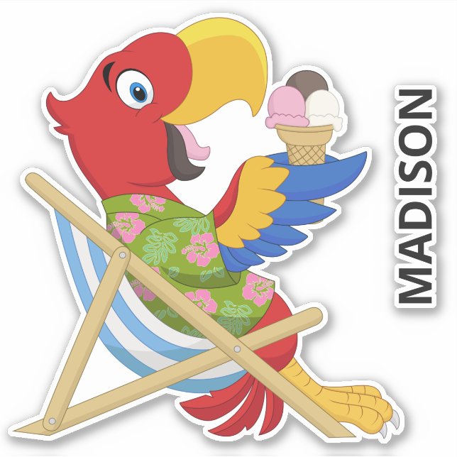 Individuelle Name Beach Macaw Aufkleber (Vorderseite)