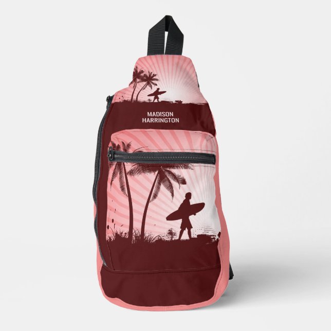 Individuelle Name Beach Surfer Crossbody Bag (Vorderseite)