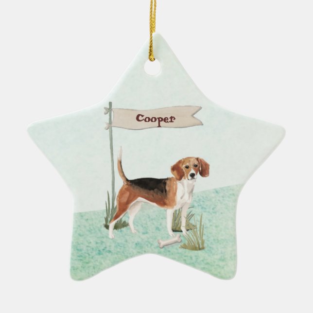 Individuelle Name Beagle Haustier Keramik Ornament (Vorne)