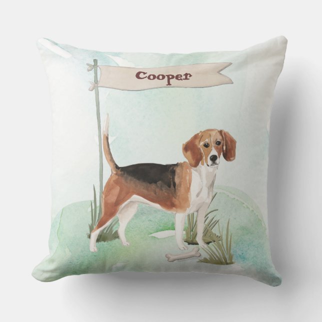 Individuelle Name Beagle Haustier Kissen (Vorderseite)