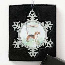 Individuelle Name Beagle Haustier Schneeflocken Zinn-Ornament