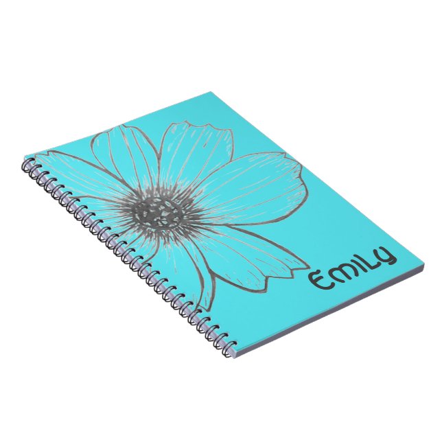 Individuelle Name Beautiful Blume aquamarines Desi Notizblock (Rechte Seite)