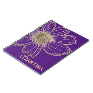 Individuelle Name Beautiful Gold Blume Design Note Notizblock
