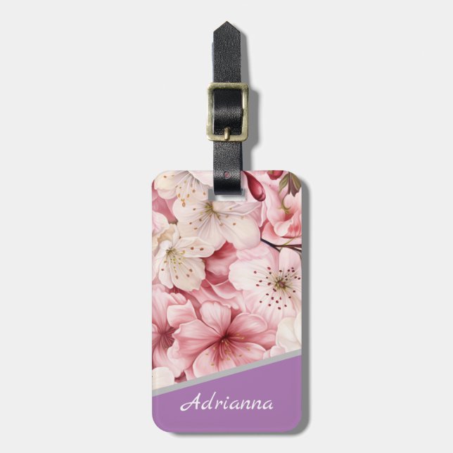 Individuelle Name Beautiful Sakura Blossom Pink Gepäckanhänger (Vorderseite vertikal)