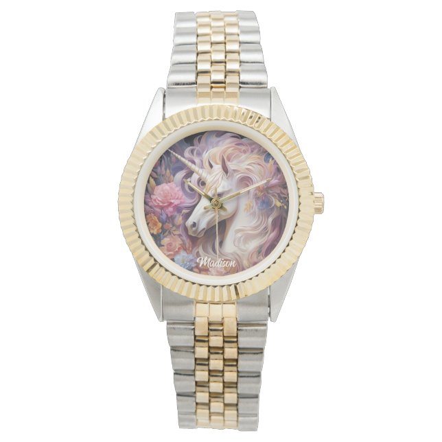 Individuelle Name Beautiful Unicorn Armbanduhr (Vorderseite)