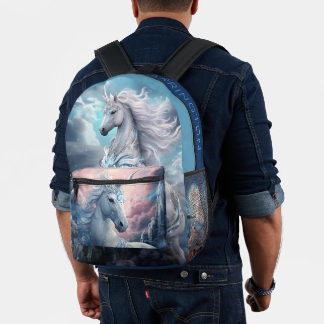Individuelle Name Beautiful Unicorn Bedruckter Rucksack (Insitu (Modell))