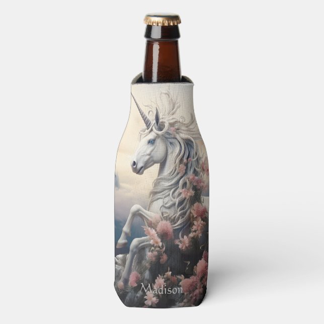 Individuelle Name Beautiful Unicorn Flaschenkühler (Flaschenvorderseite)