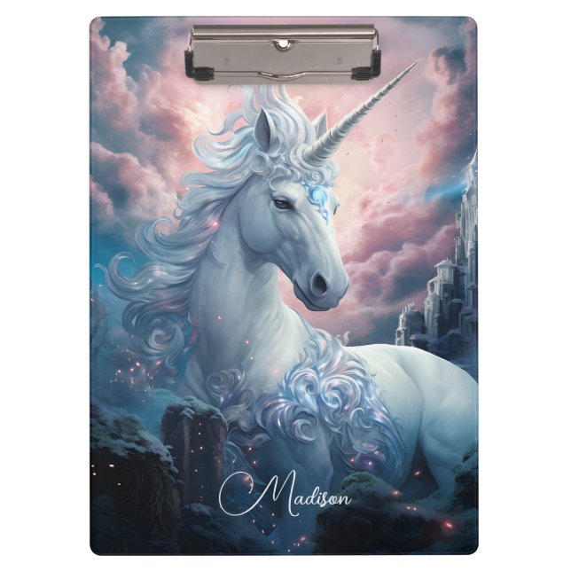 Individuelle Name Beautiful Unicorn Klemmbrett (Vorderseite)