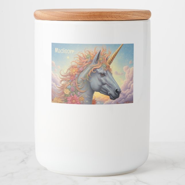 Individuelle Name Beautiful Unicorn Lebensmitteletikett (Vorderseite)