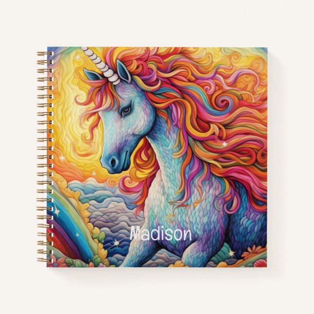 Individuelle Name Beautiful Unicorn Notizbuch (Vorderseite)