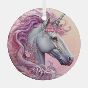Individuelle Name Beautiful Unicorn Ornament Aus Glas