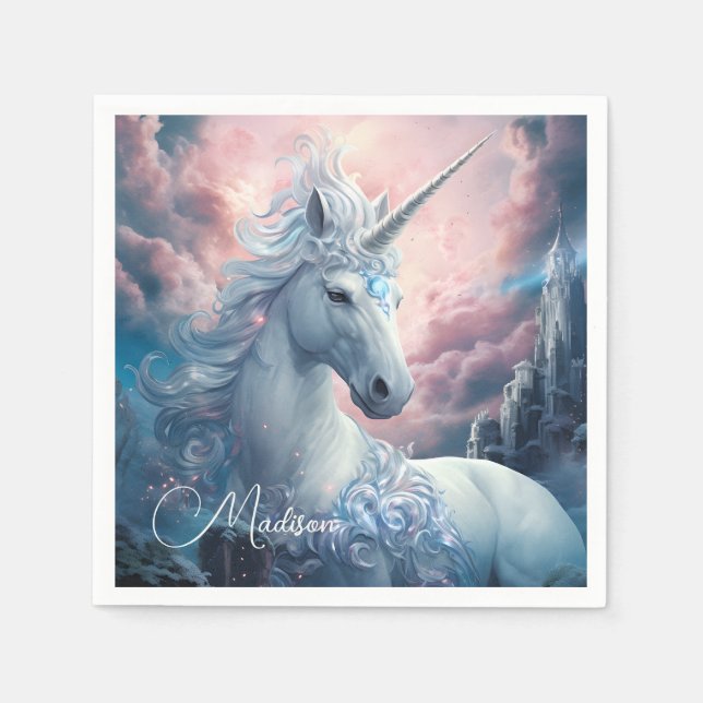 Individuelle Name Beautiful Unicorn Serviette (Vorderseite)