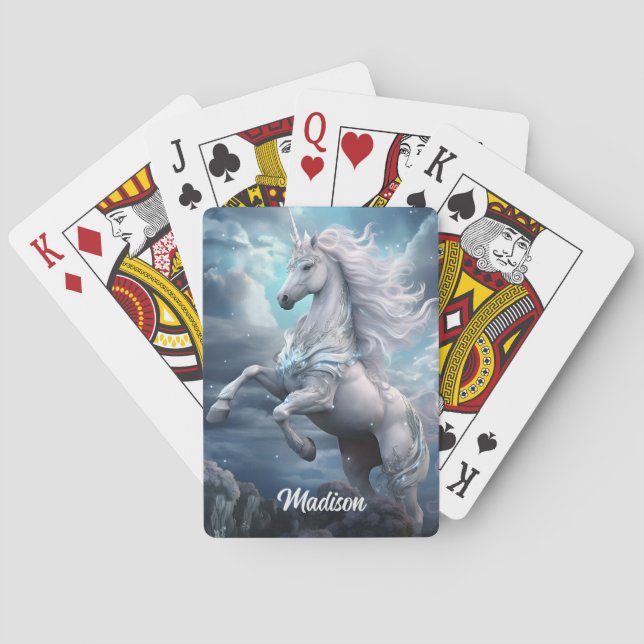 Individuelle Name Beautiful Unicorn Spielkarten (Rückseite)