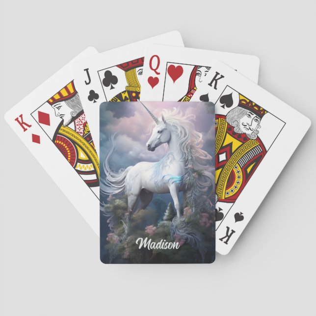 Individuelle Name Beautiful Unicorn Spielkarten (Rückseite)