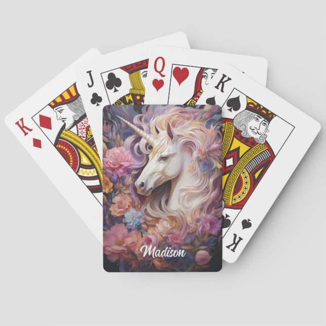 Individuelle Name Beautiful Unicorn Spielkarten (Rückseite)