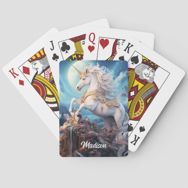 Individuelle Name Beautiful Unicorn Spielkarten (Rückseite)
