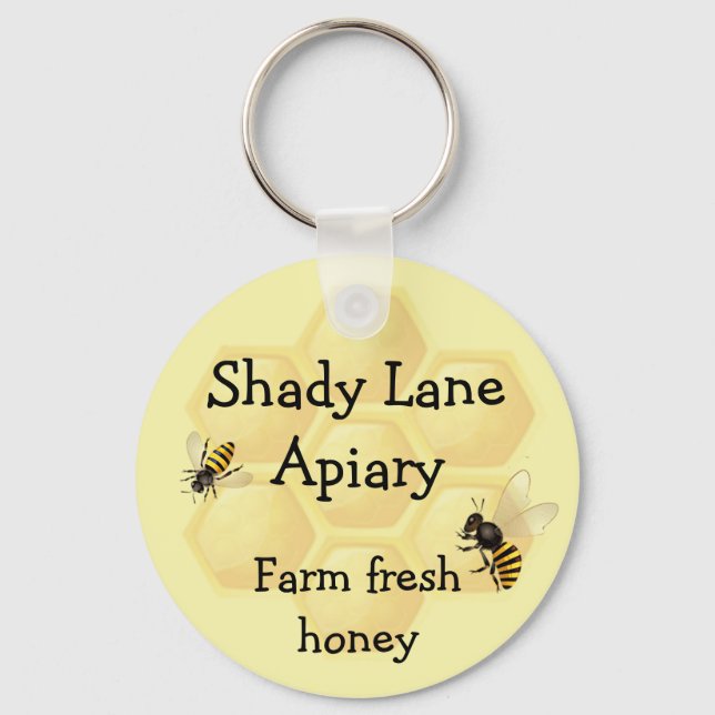 Individuelle Name Bee Honey Fun Classic Schlüsselanhänger (Vorderseite)