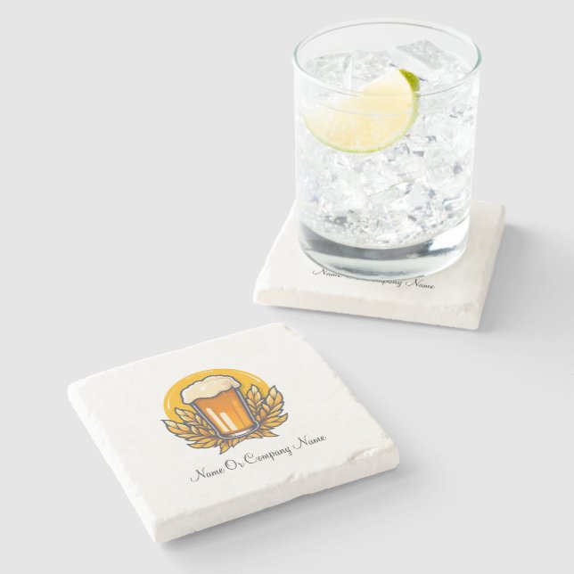 Individuelle Name Beer Glass Stone Untersetzer (Seitenansicht)