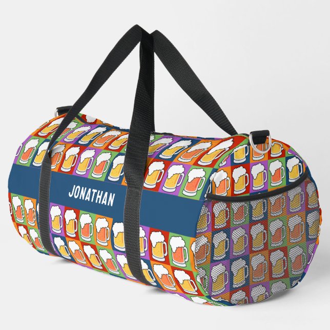 Individuelle Name BEER Pop-Art Duffle Bag (Rechte Ecke)