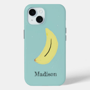 Individuelle Name bemalte Banane auf blau Case-Mate iPhone Hülle