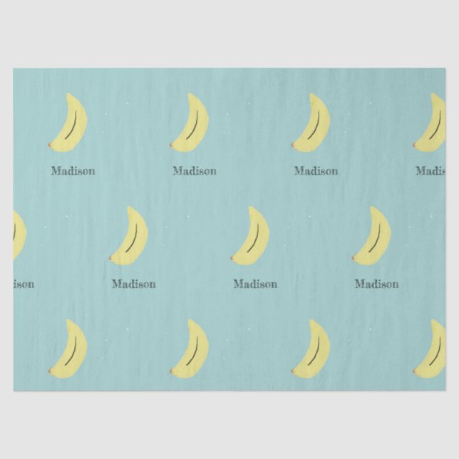 Individuelle Name bemalte Banane auf blau Seidenpapier (Vorderseite)