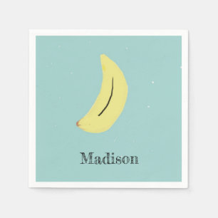 Individuelle Name bemalte Banane auf blau Serviette