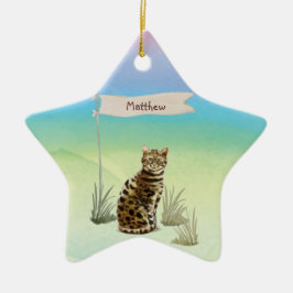 Individuelle Name Bengalisch Katze Haustier Keramik Ornament