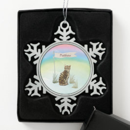 Individuelle Name Bengalisch Katze Haustier Schneeflocken Zinn-Ornament