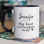 Individuelle Name Best Coworker Colleague Tasse<br><div class="desc">Custom Text Work Bestie Coworker Colleague Minimal Zwei-Tone-Kaffee-Tasse. Fügen Sie den Namen Ihrer Mitarbeiter sehr einfach mit dem Vorlagenfeld hinzu. Oder ändern Sie den Text so,  wie Sie gewollt haben! Gute Anpassung.</div>