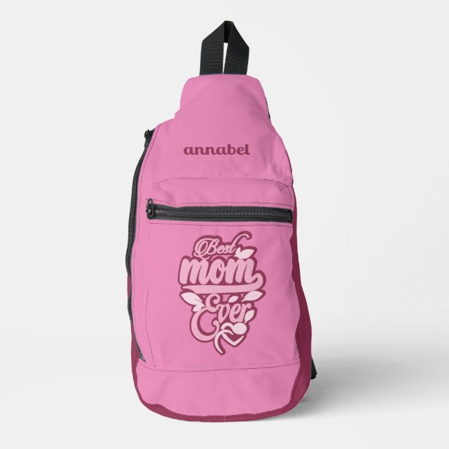 Individuelle Name "Best Mama Ever" Crossbody Bag (Vorderseite)