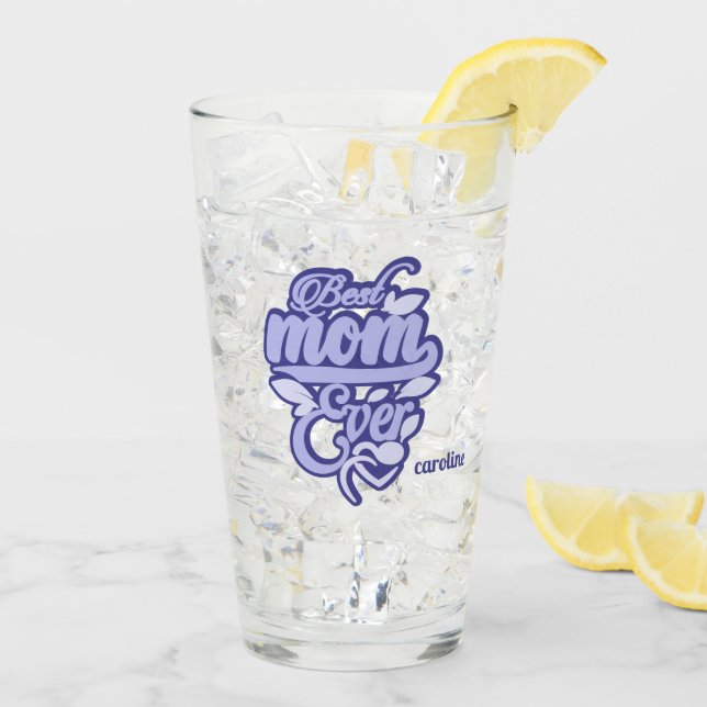 Individuelle Name "Best Mama Ever" Glas (Rückseite Ice)