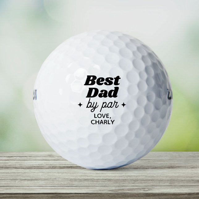 Individuelle Name Bester Vater nach Par Retro Cool Golfball (For your golf playing dad: a sweet surprise for the best dad by par on Father's Day!)