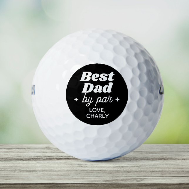 Individuelle Name Bester Vater nach Par Retro Cool Golfball (Dad golfer alert! Your best dad by par deserves this cool Father's Day gift!)