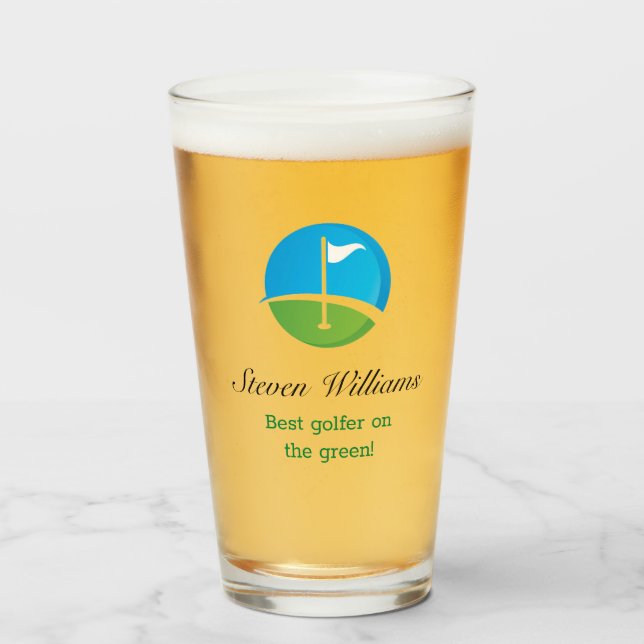 Individuelle Name Bestes Golfer-Bierglas Glas (Vorne (Gefüllt))