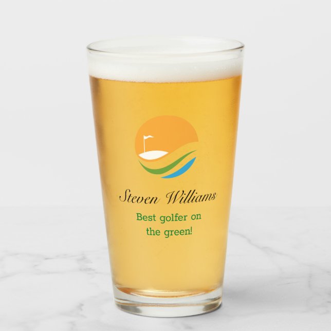 Individuelle Name Bestes Golfer-Bierglas Glas (Vorne (Gefüllt))