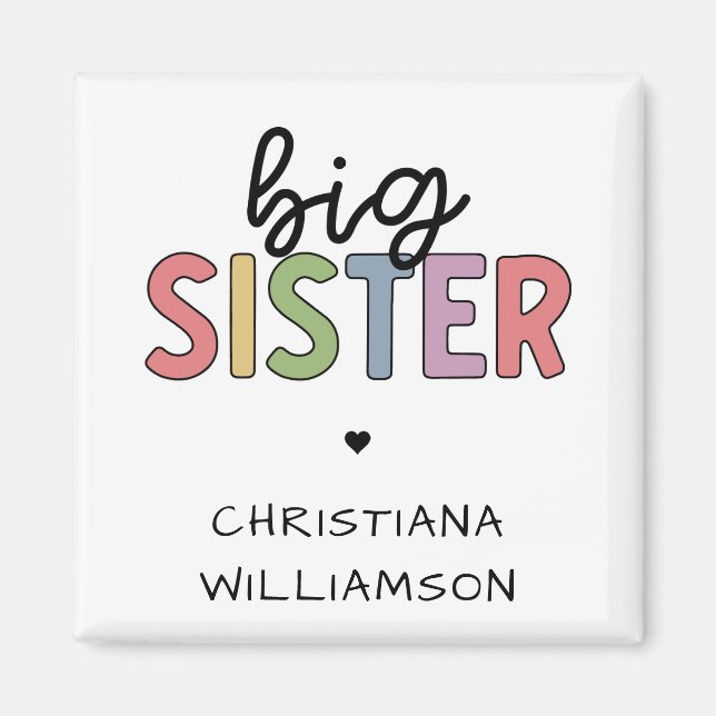 Individuelle Name Big Sister Niedlich Personalisie Magnet (Vorne)