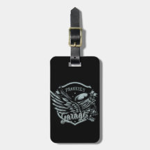 Individuelle Name Biker Skull Wings Motorradgarage
