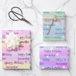 Individuelle Name Birthday Wrapping Paper (3 Blätt Geschenkpapier Set